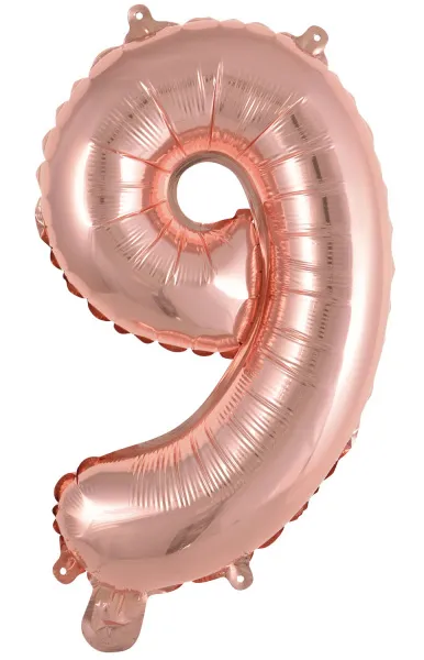 Palloncino in lamina d'oro rosa numero 9 40 cm
