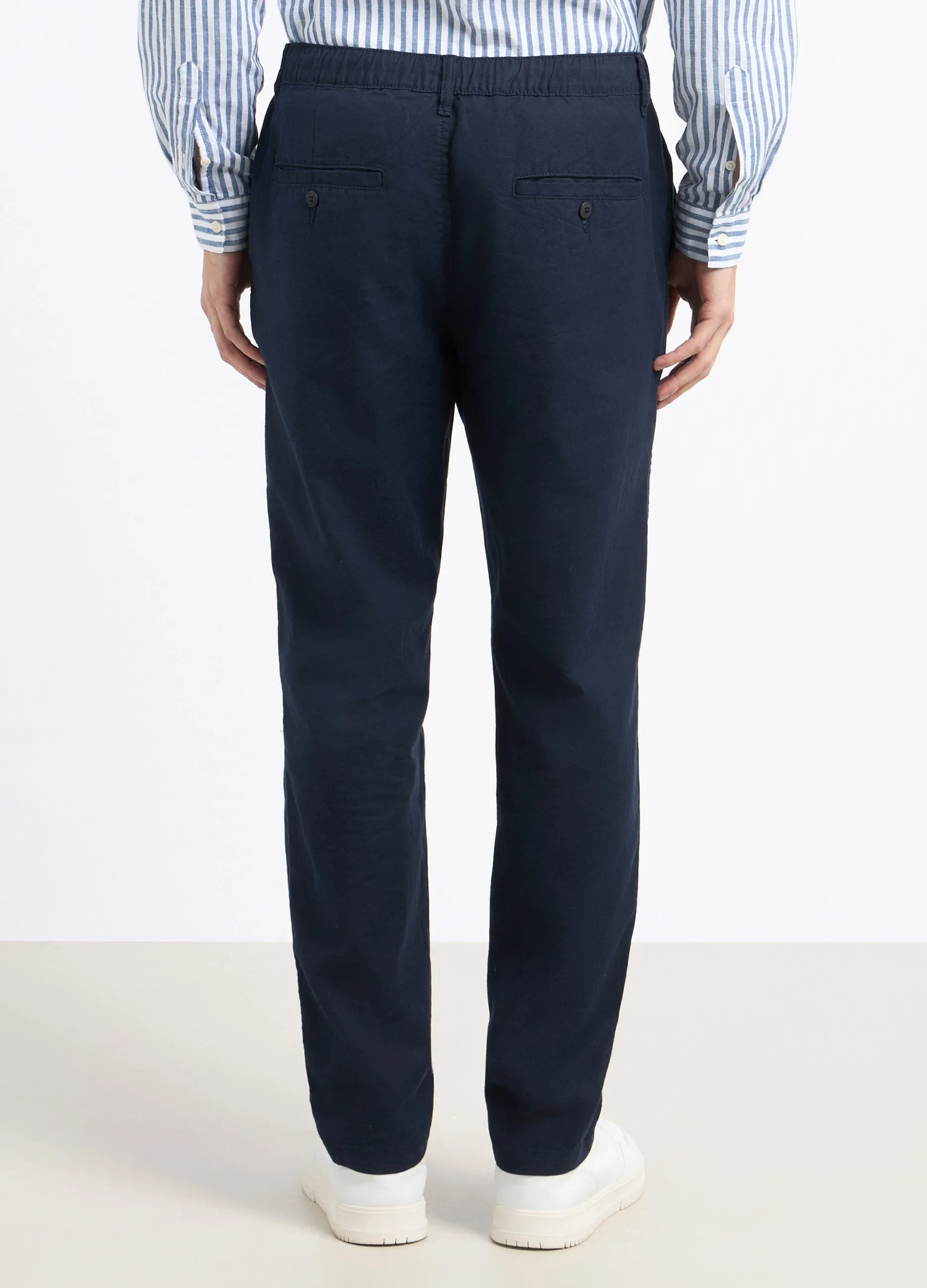 Pantaloni chino in misto lino uomo