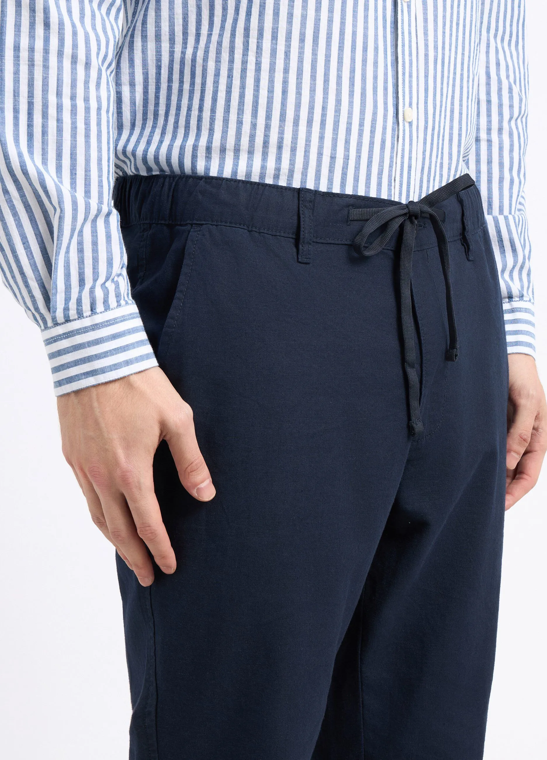 Pantaloni chino in misto lino uomo