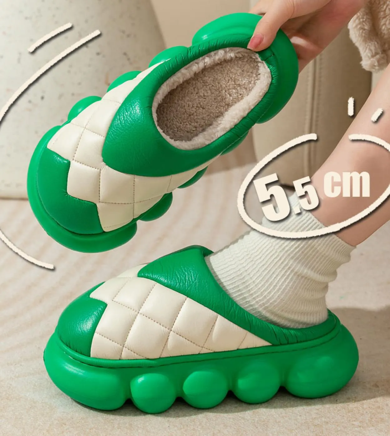 Pantofole con plateau in pelle PU Ciabatte in pelle PU Scarpe in pelle PU Pantofole da donna Pantofole da donna