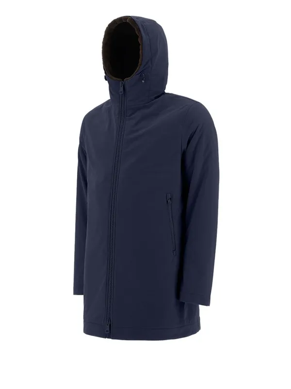 Parka blue with hood and drawstring