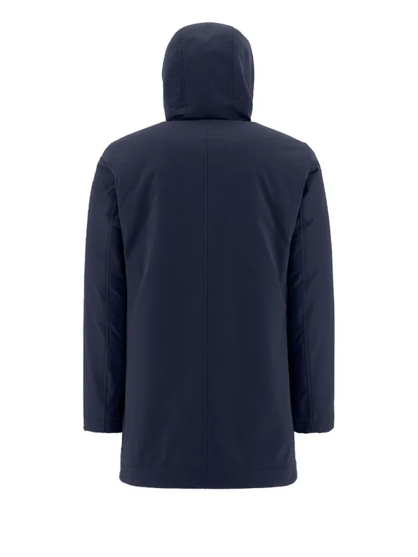 Parka blue with hood and drawstring