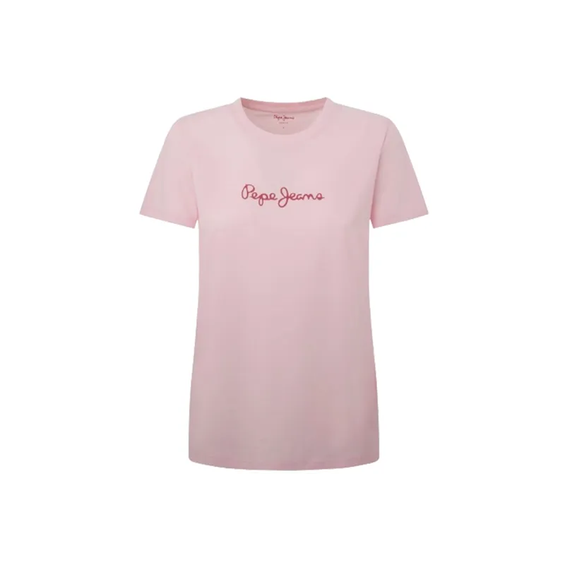 Pepe Jeans Lorette Pink T-Shirt M/M Rosa Portalogo Donna