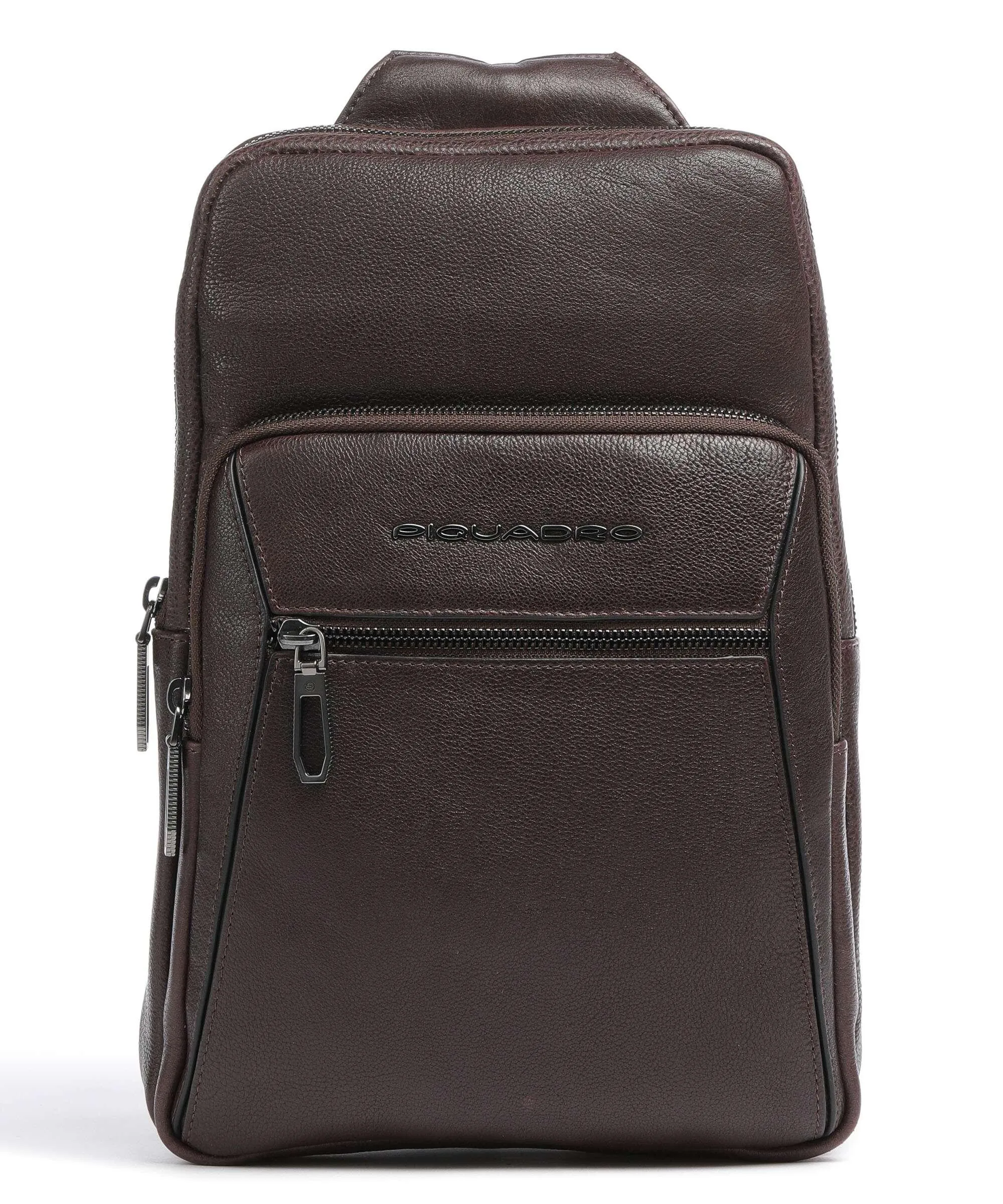  Piquadro Bios Borsa sling pelle di vacchetta grana marrone scuro  
