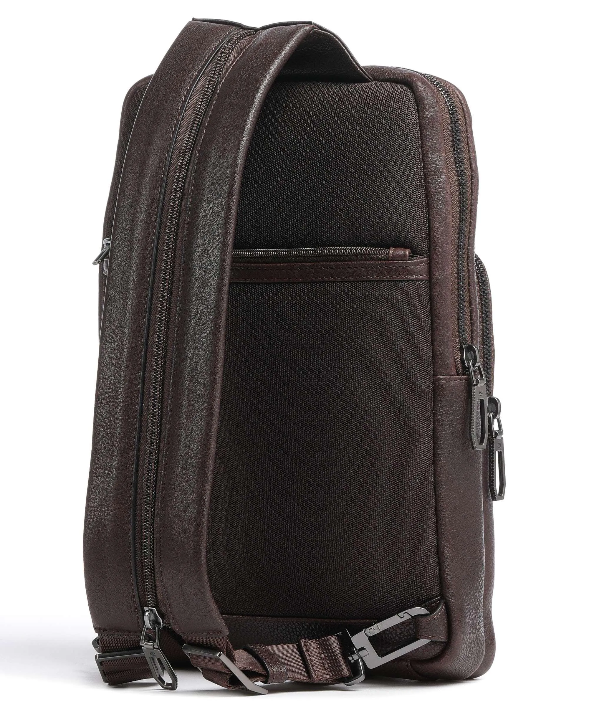  Piquadro Bios Borsa sling pelle di vacchetta grana marrone scuro  