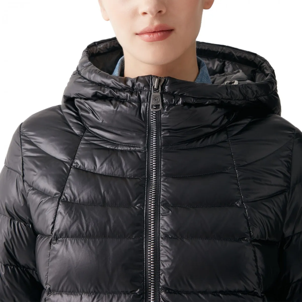 Piumino Cangiante Media Lunghezza Black