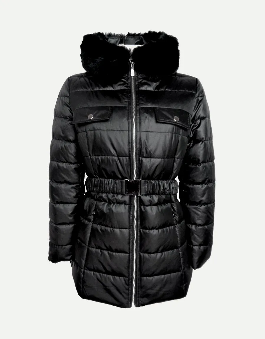 Piumino con zip e cintura