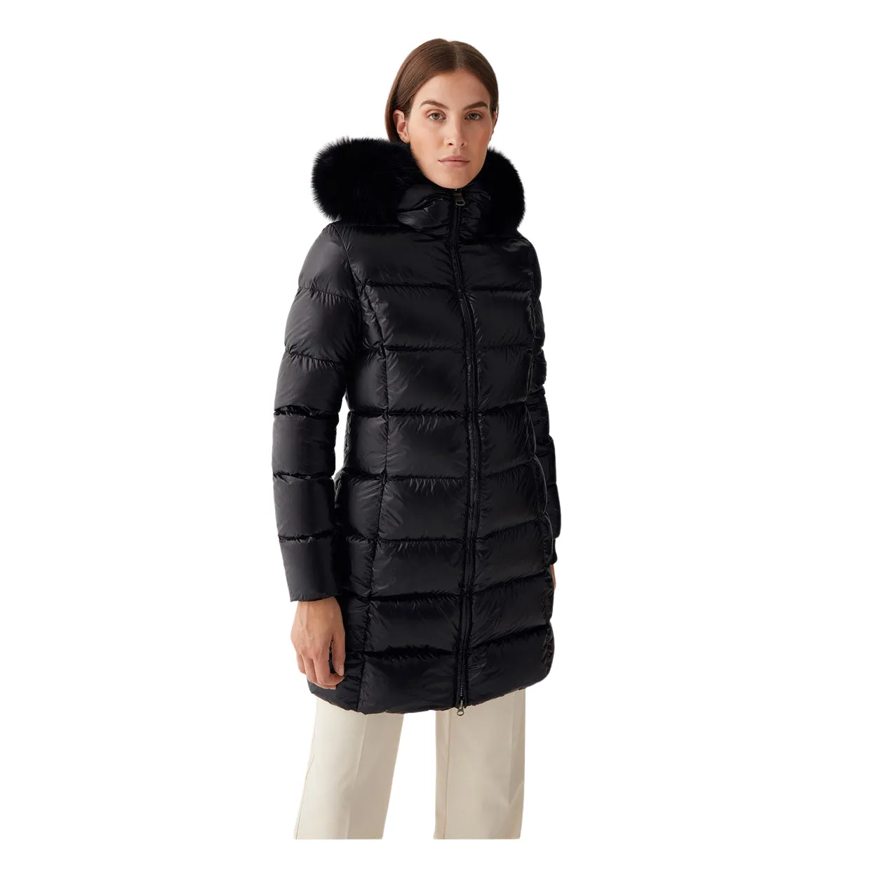 Piumino Donna Colmar Cangiante Vera Pelliccia Nero