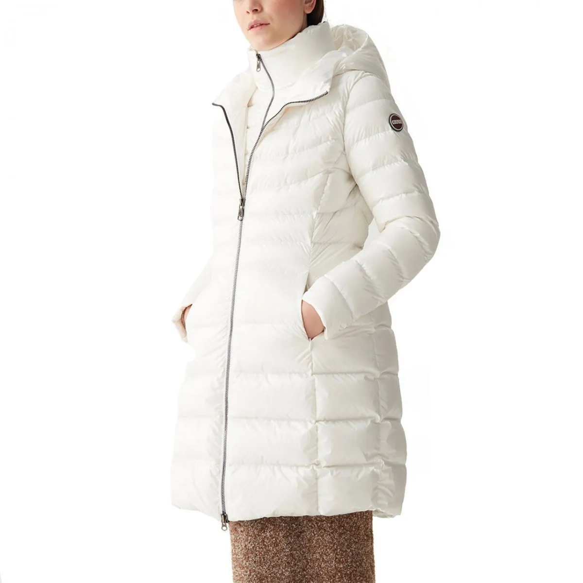 Piumino Lungo Con Pettorina White