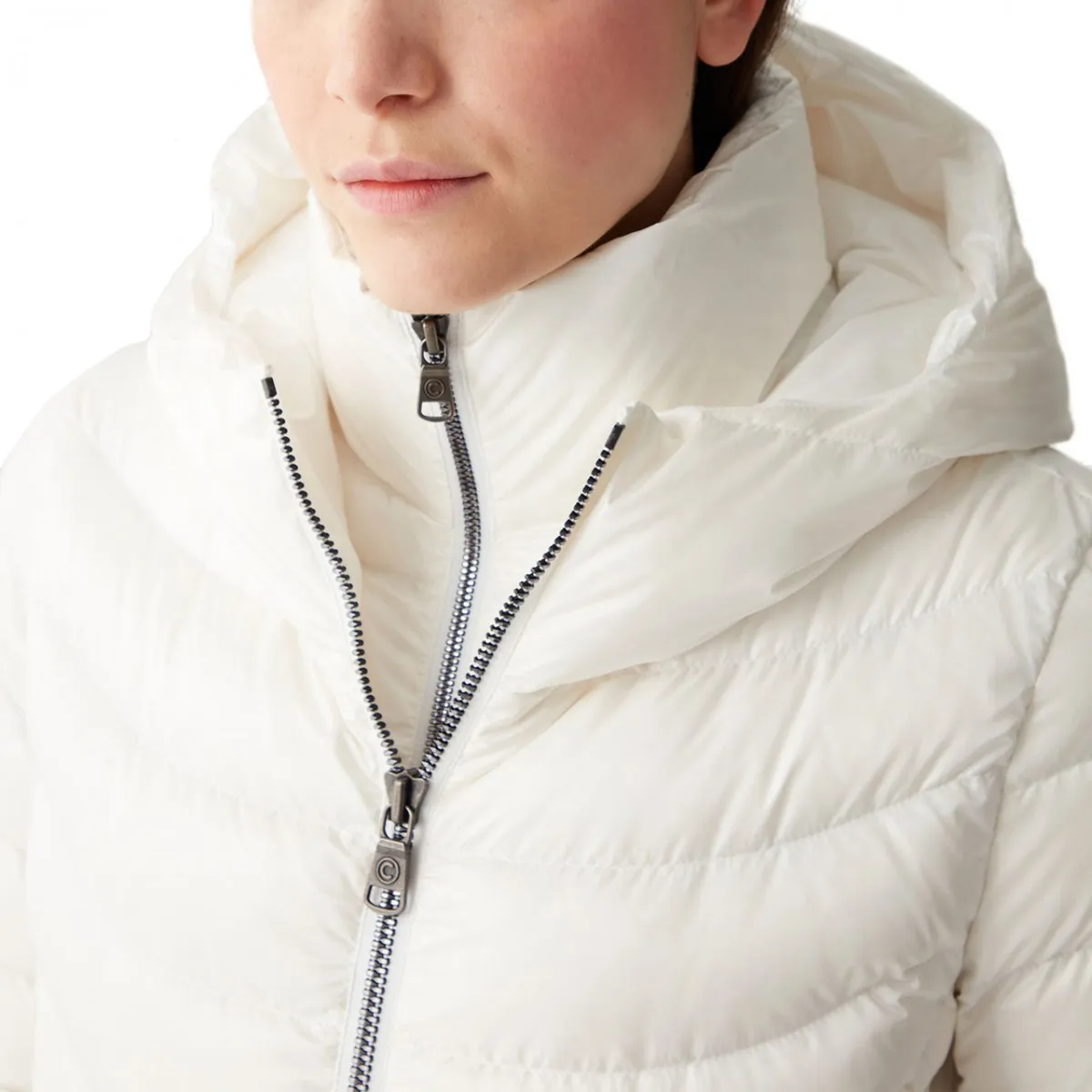 Piumino Lungo Con Pettorina White