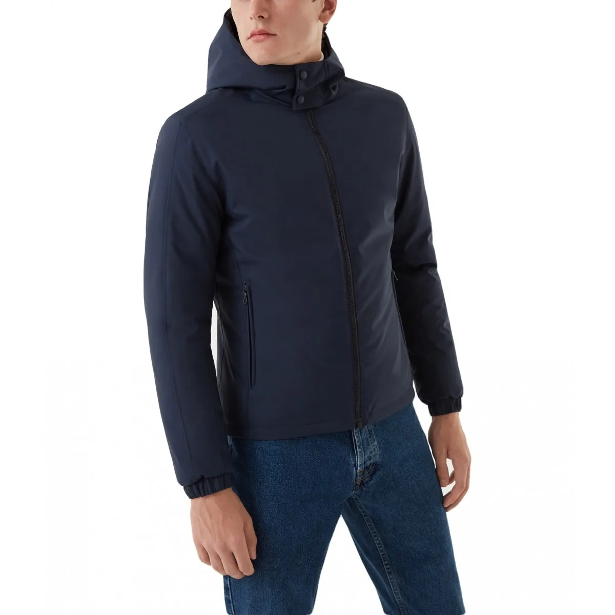 Piumino Opaco Con Cappuccio, Blu