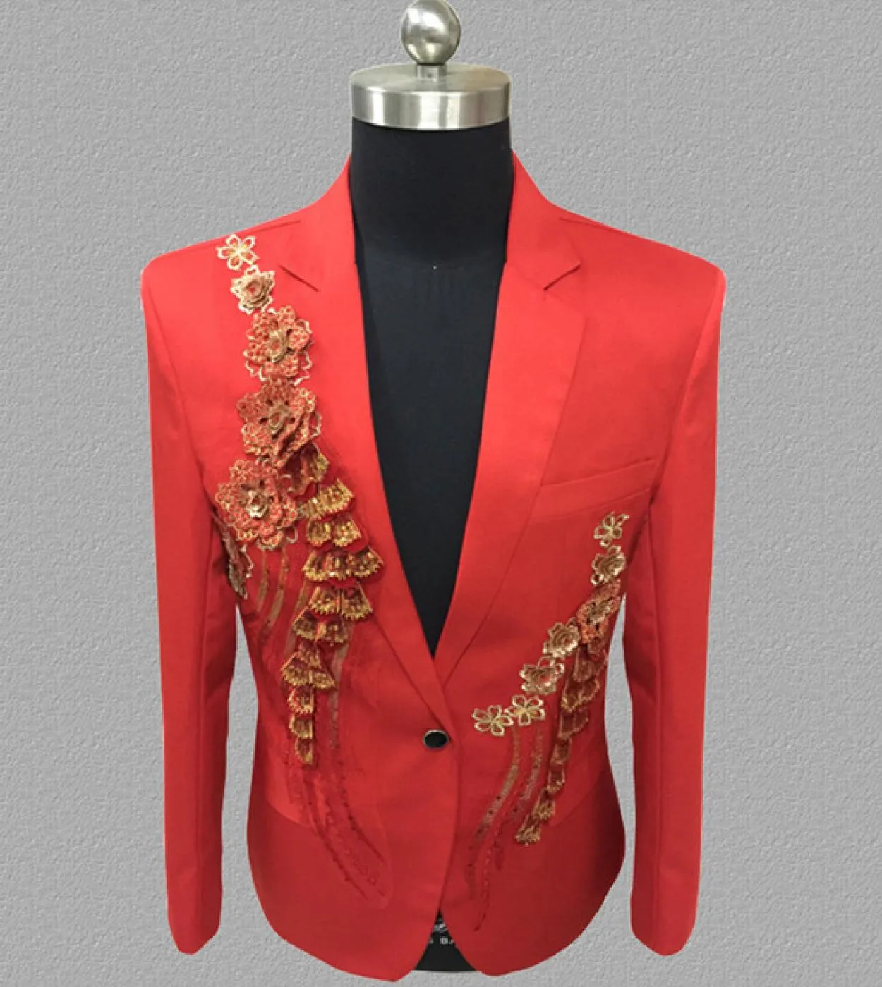 Plyesxale Blazer con paillettes blu bianco rosso blu da uomo Blazer da ballo floreale slim fit Giacca da palcoscenico per feste
