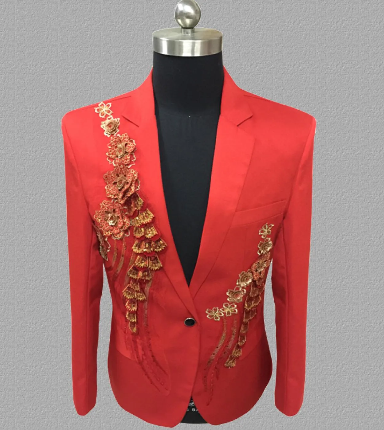 Plyesxale Blazer con paillettes blu bianco rosso blu da uomo Blazer da ballo floreale slim fit Giacca da palcoscenico per feste