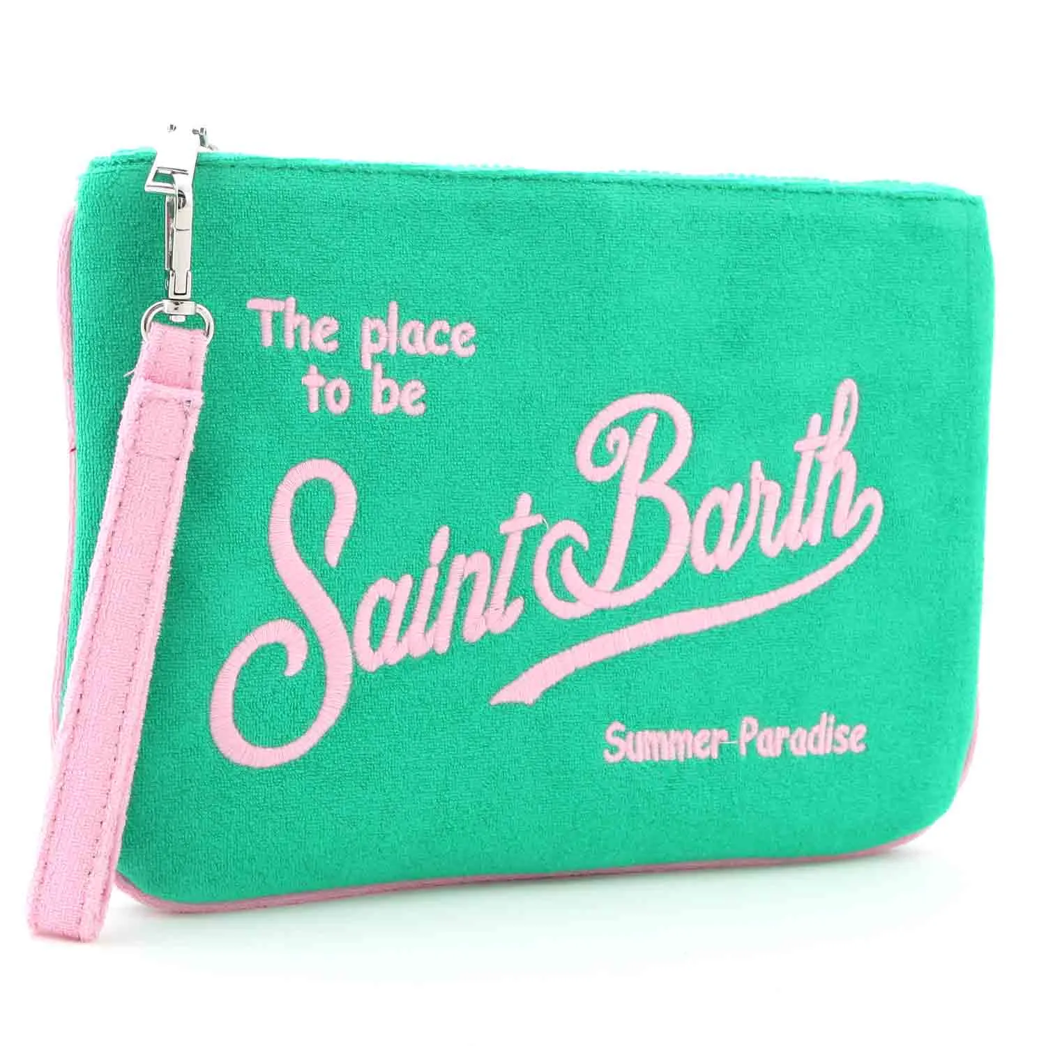 Pochette Parisienne In Spugna Verde E Rosa