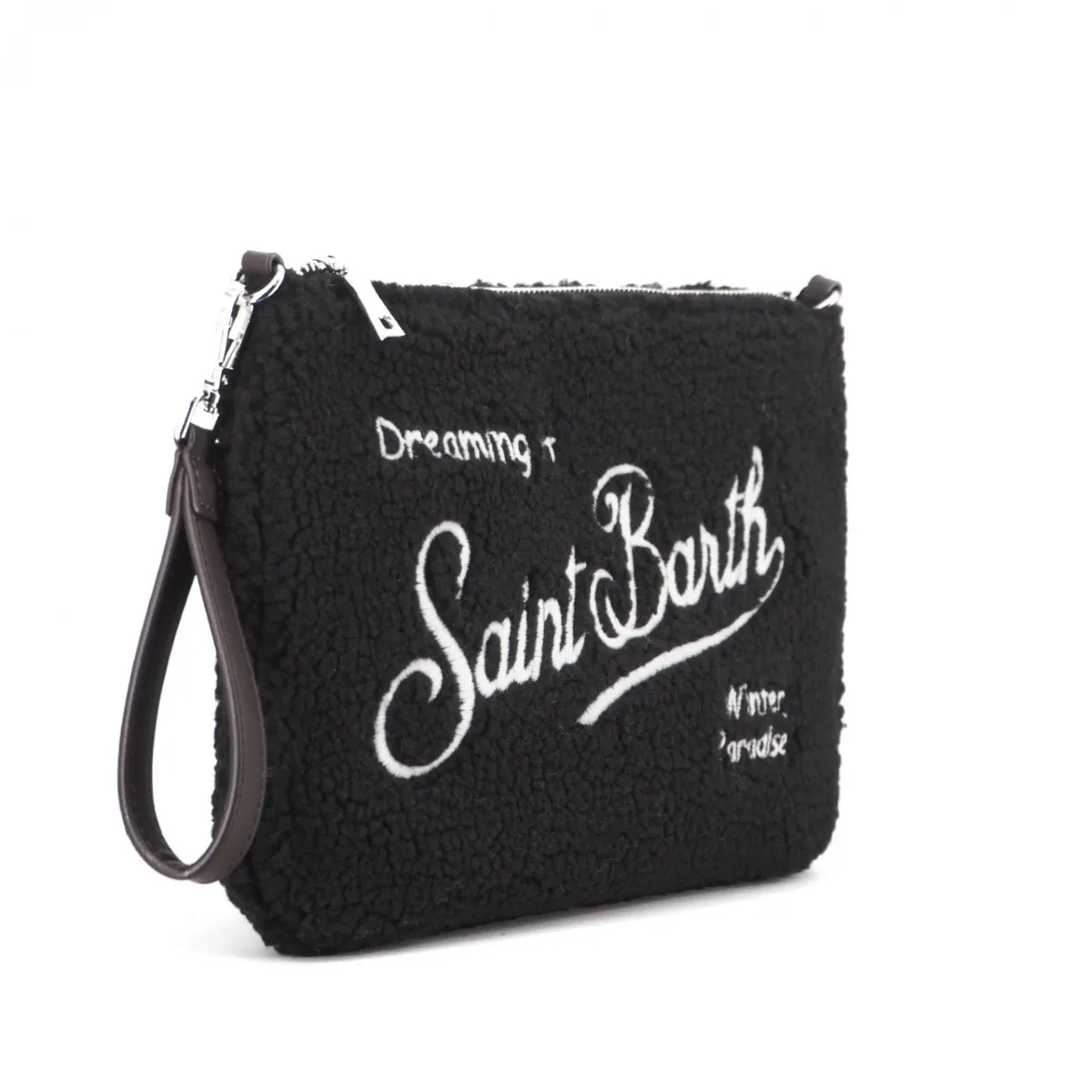 Pochette Parisienne In Tessuto Sherpa, Nero