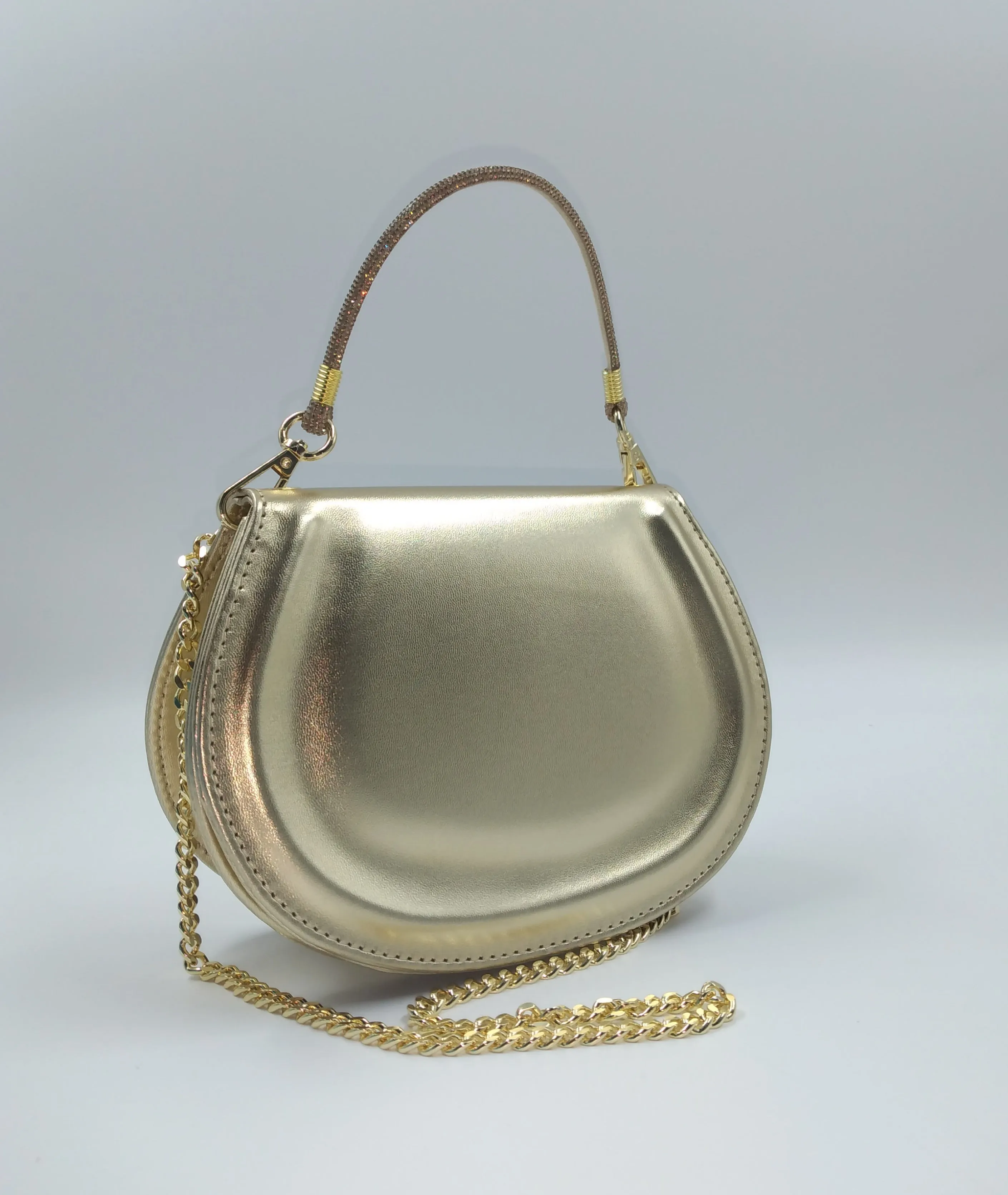 POCHETTE PLATINO MANICO STRASS