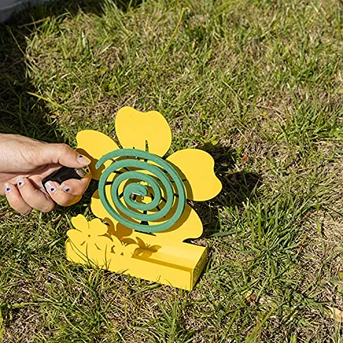 Porta Zampirone in Metallo Fiore Giallo. Portazampirone da interno o da esterno 17X5X18cm