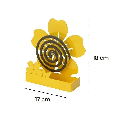 Porta Zampirone in Metallo Fiore Giallo. Portazampirone da interno o da esterno 17X5X18cm