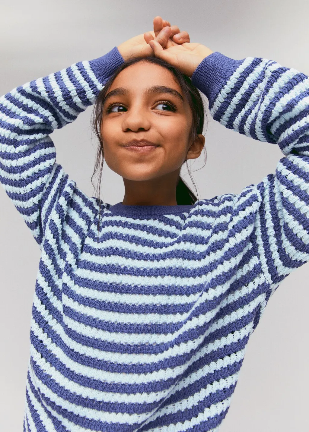 Pullover maglia traforata righe
