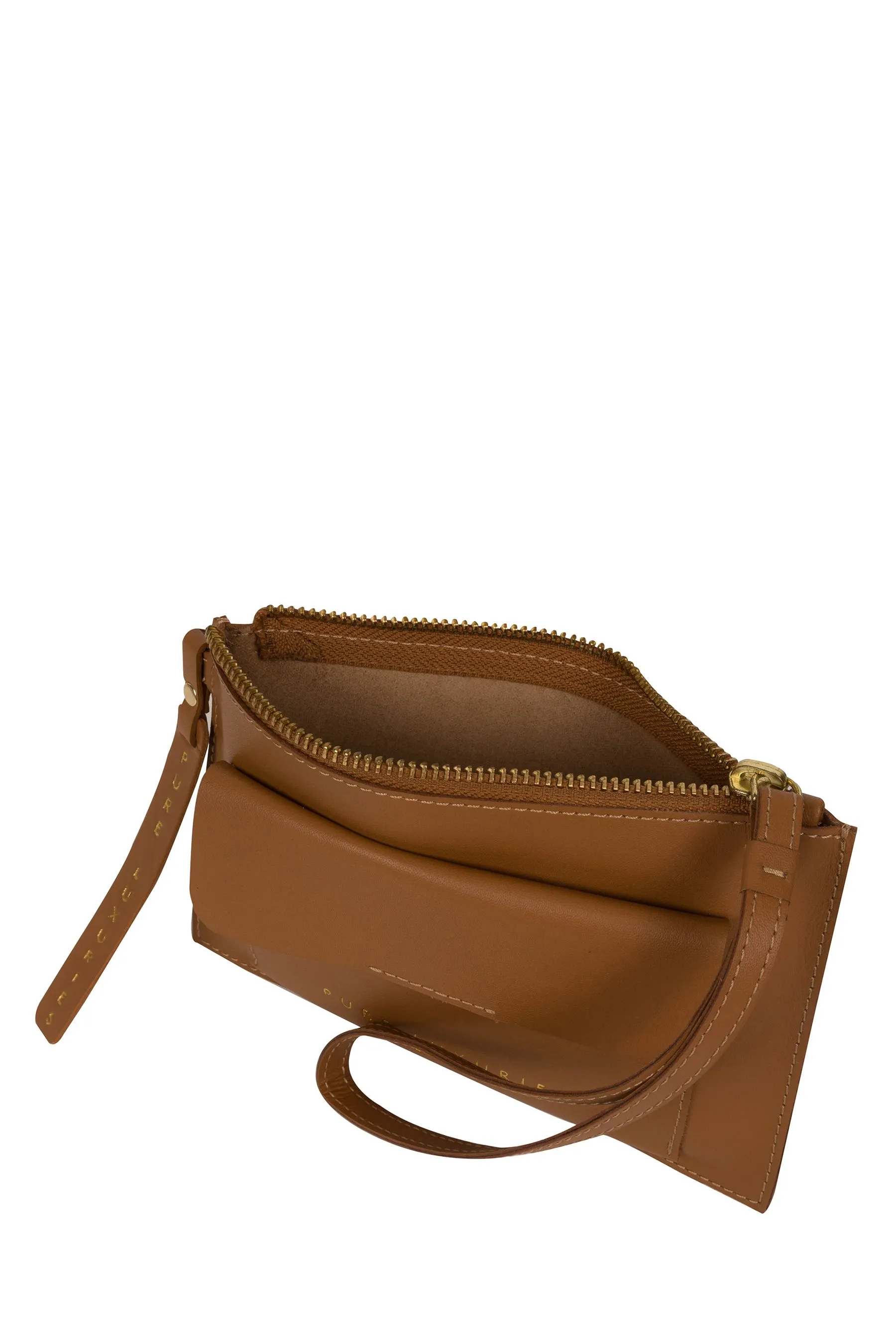 Pure Luxuries London - Arreton Vegetable - Pochette in pelle marrone chiaro