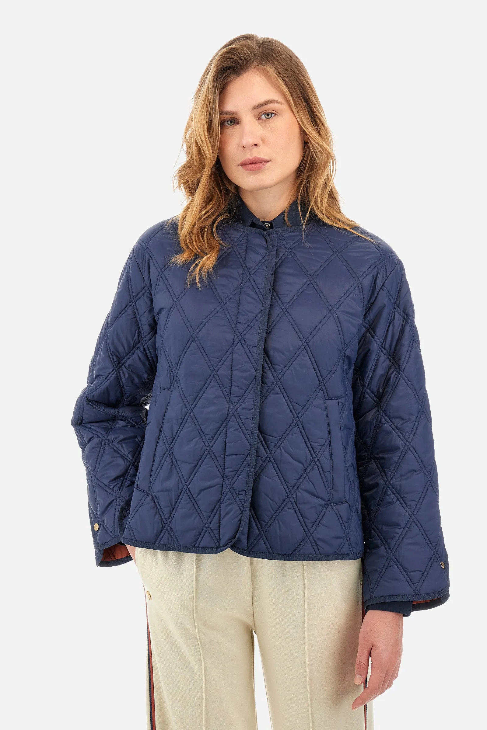 Quilted jacket in synthetic fabric crew neck - Yancie