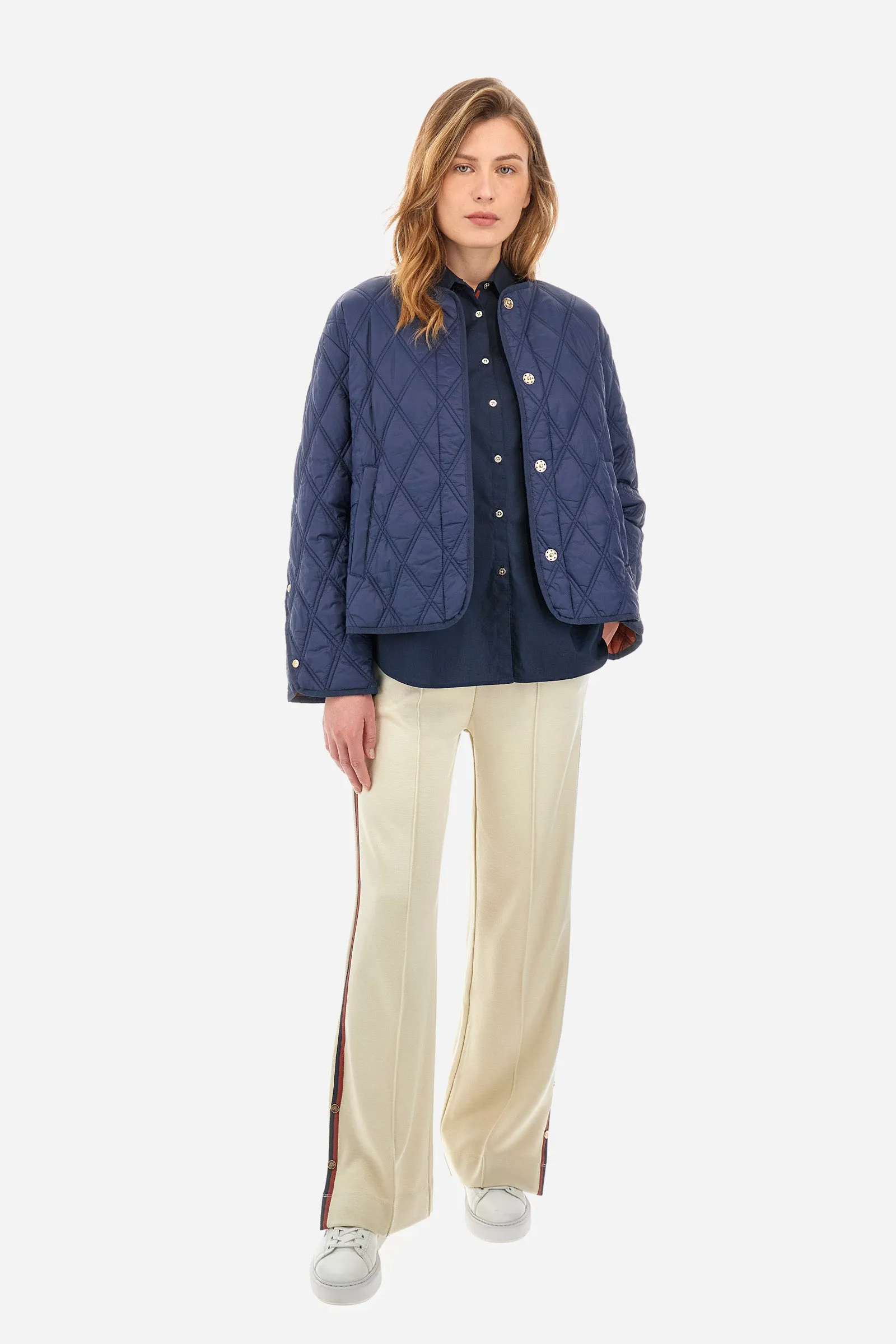 Quilted jacket in synthetic fabric crew neck - Yancie