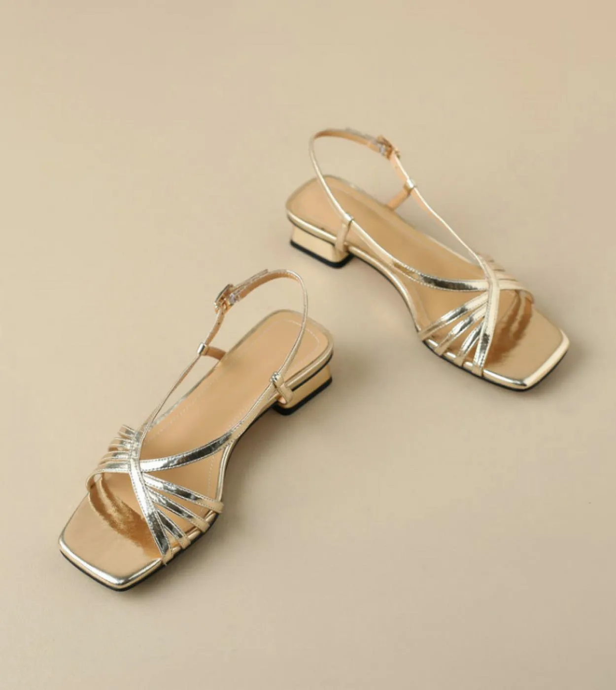 Qutaa 2023 Sandali da donna con tacco basso Punta quadrata in vera pelle Summer Party Office Lady Décolleté concisi Scarpe Donna