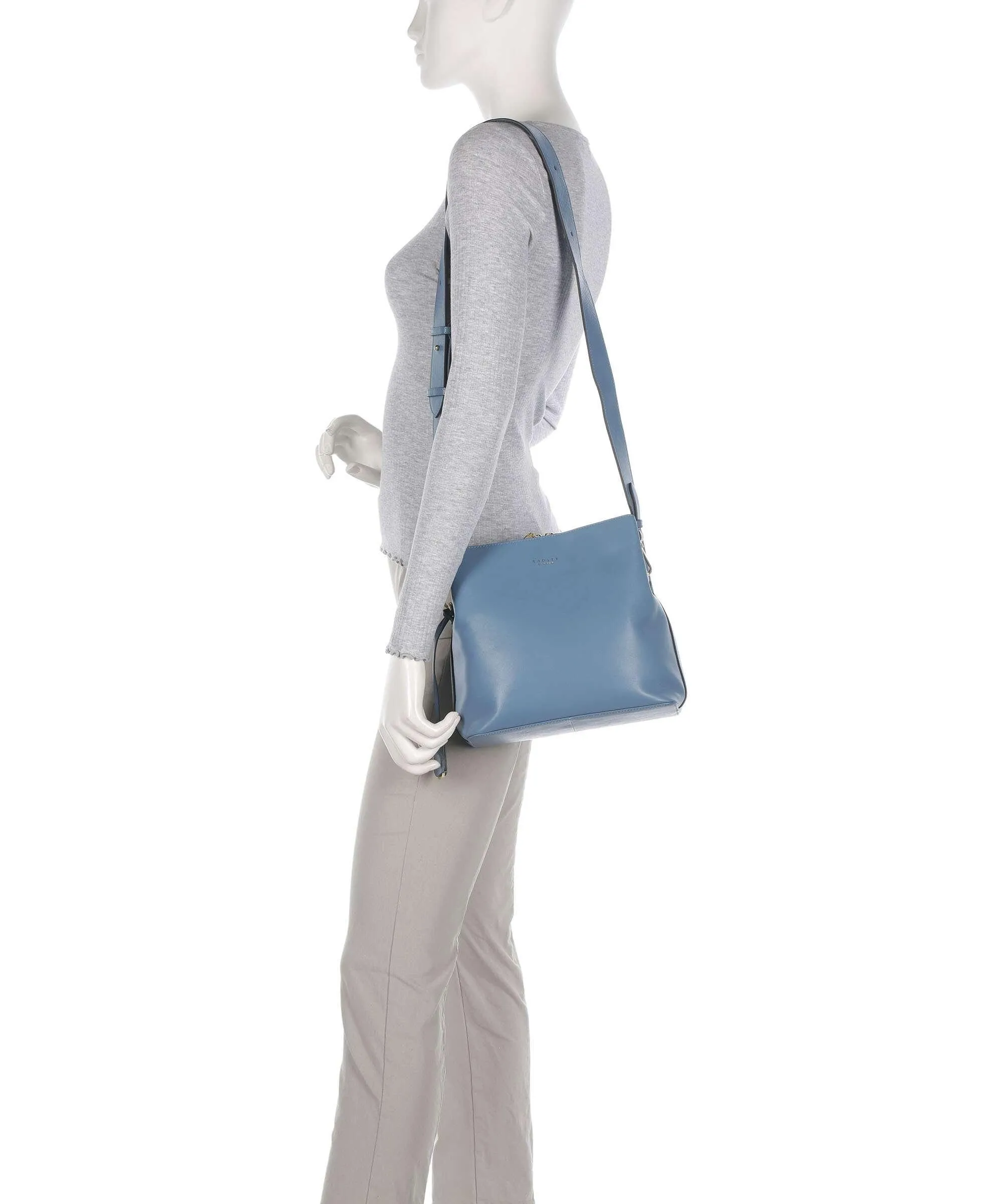  Radley London Dukes Place Borsa a tracolla pelle di vacchetta grana blu-grigio  