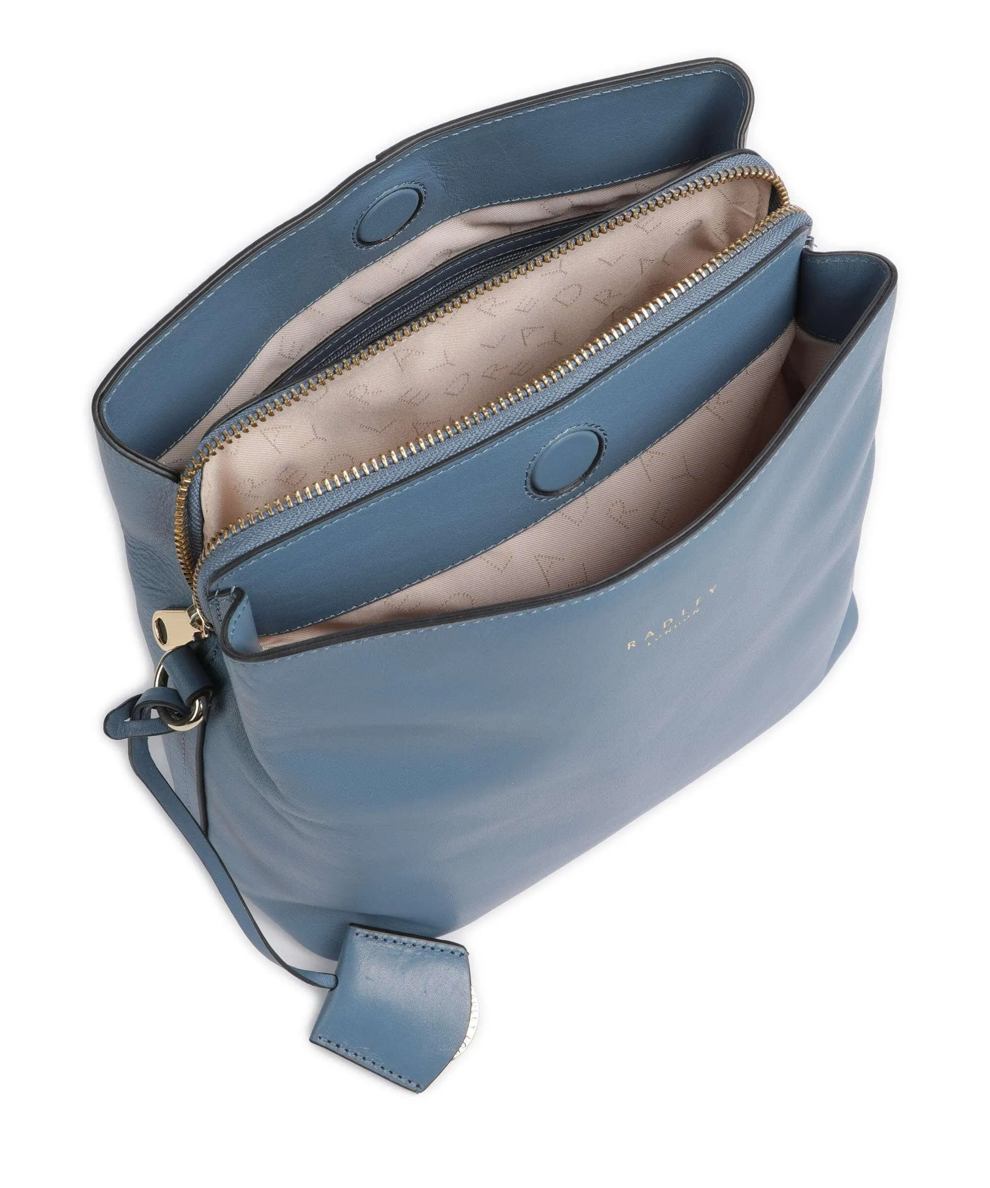  Radley London Dukes Place Borsa a tracolla pelle di vacchetta grana blu-grigio  