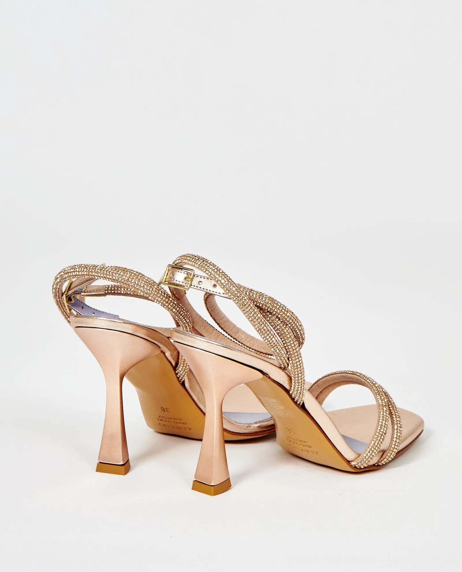 SANDALI FASCE CAVIGLIA STRASS RAME