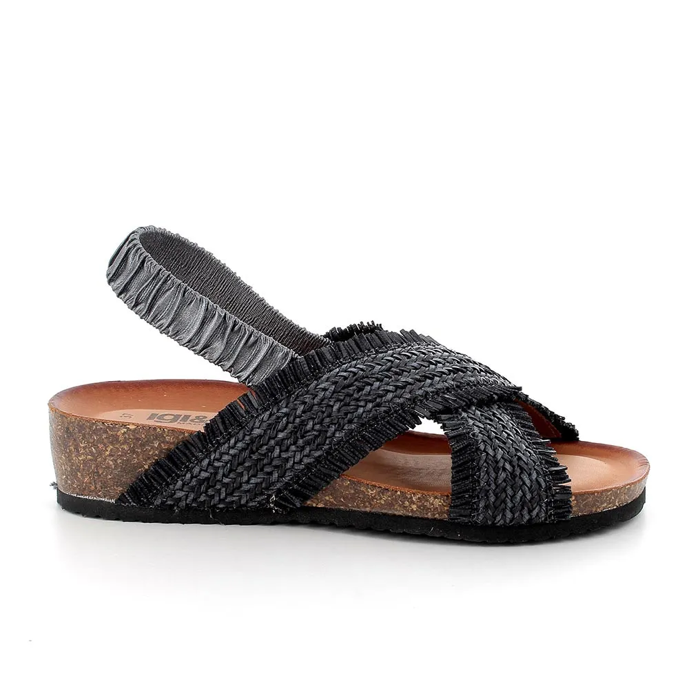 Sandali in pelle da donna grigio scuro