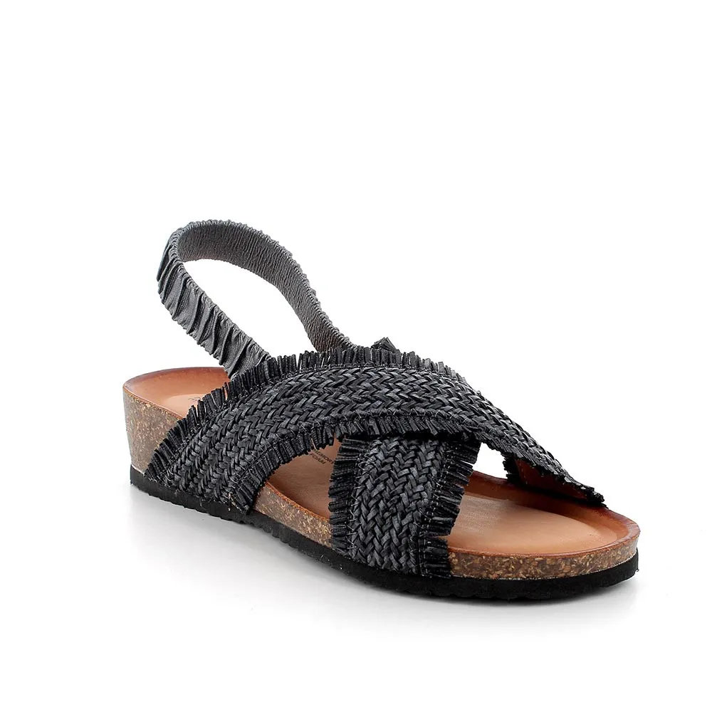 Sandali in pelle da donna grigio scuro