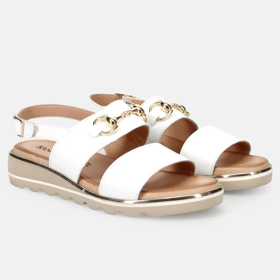 Sandalo da donna Sangiorgio in pelle bianca con zeppa comoda