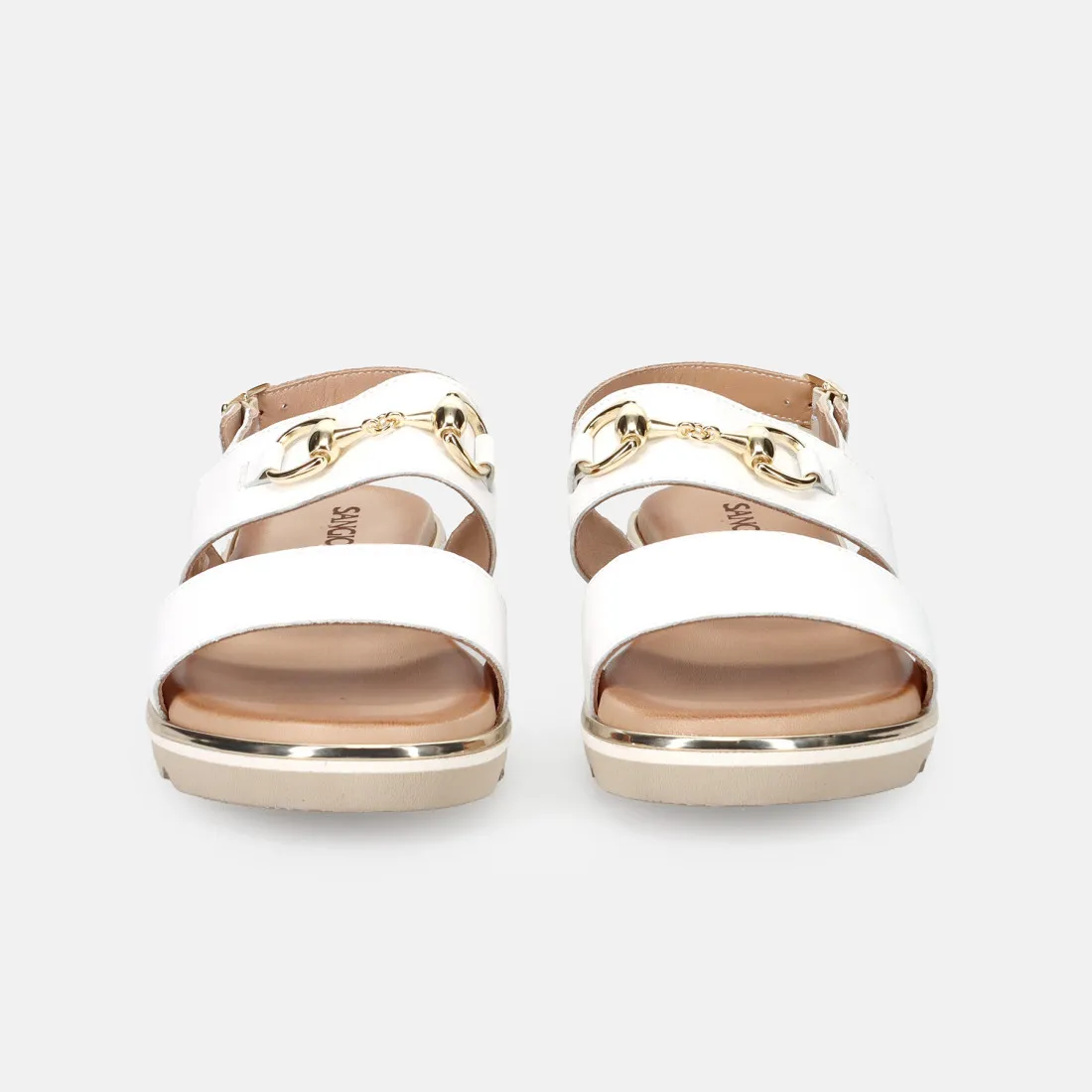 Sandalo da donna Sangiorgio in pelle bianca con zeppa comoda