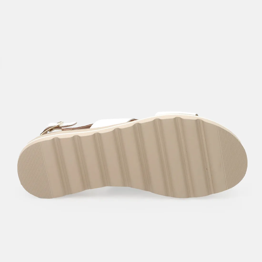 Sandalo da donna Sangiorgio in pelle bianca con zeppa comoda