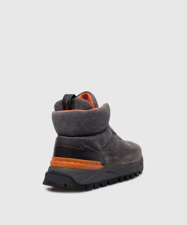Santoni Sneakers alte abbinate grigie con logo MBIR21744SKNBEED