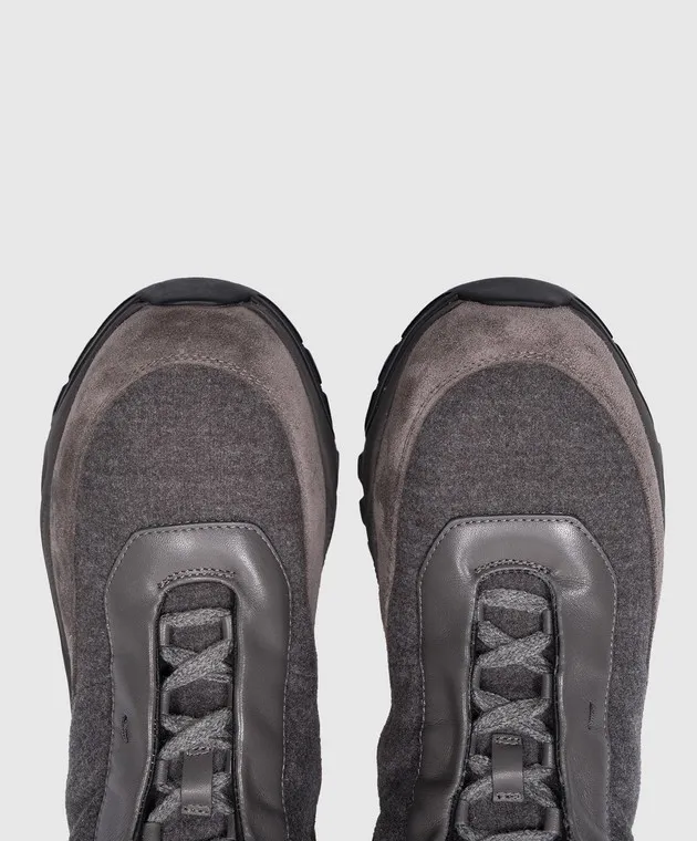 Santoni Sneakers alte abbinate grigie con logo MBIR21744SKNBEED