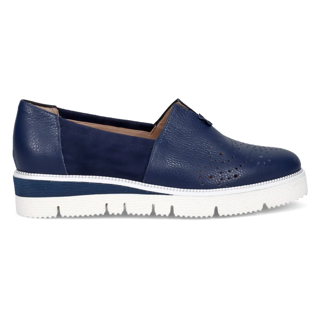 Scarpa comoda da donna Sangiorgio blu in pelle e suede