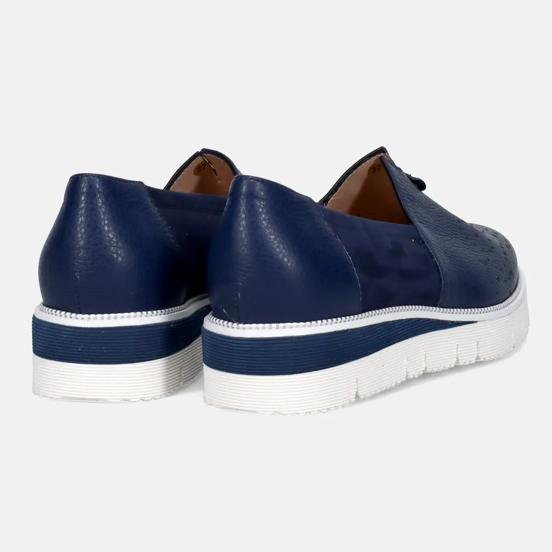 Scarpa comoda da donna Sangiorgio blu in pelle e suede