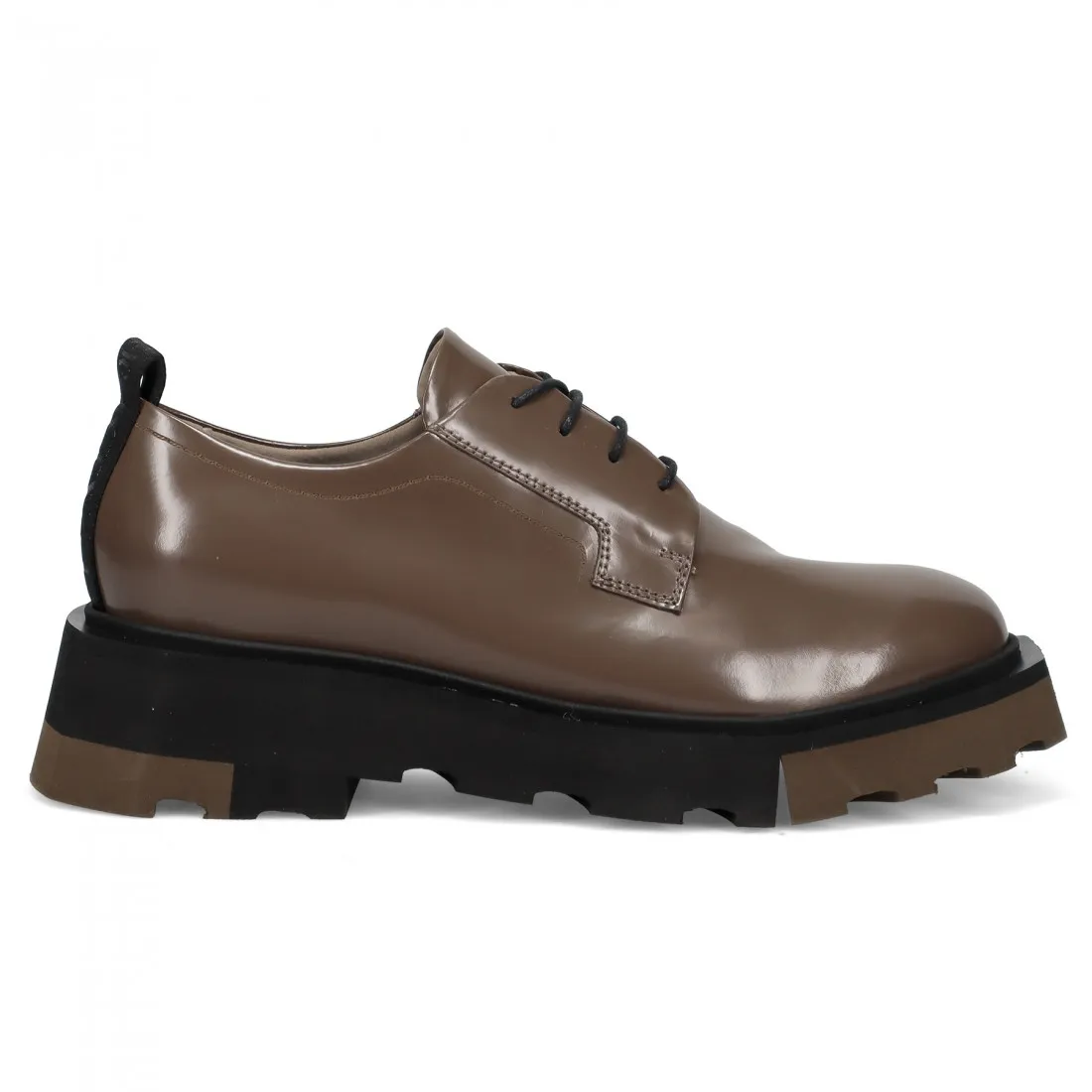 Scarpa derby da donna Fabi tortora in pelle con suola bicolore