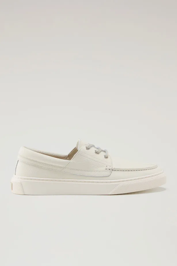 Scarpe da barca in pelle bottalata                                                                                Cream