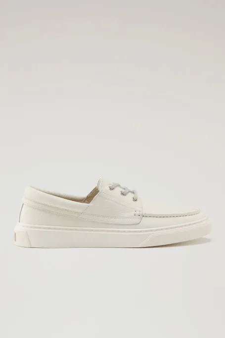 Scarpe da barca in pelle bottalata                                                                                Cream