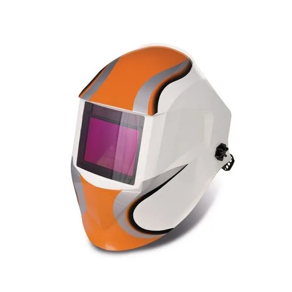 SCHWEISSKRAFT 1654025-3 Casco per la saldatura MIG-MAC, TIG e smerigliatura con visiera autoscurante, color Arancio