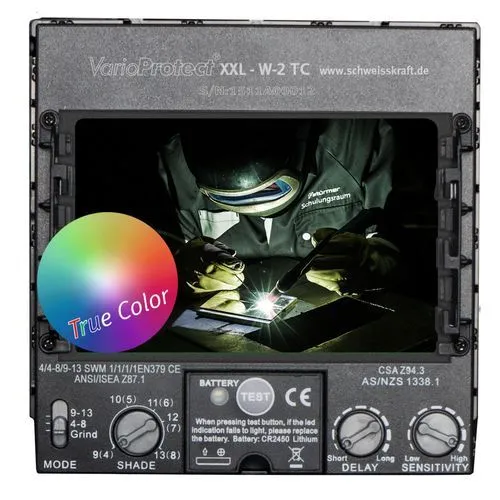 SCHWEISSKRAFT 1654025-3 Casco per la saldatura MIG-MAC, TIG e smerigliatura con visiera autoscurante, color Arancio