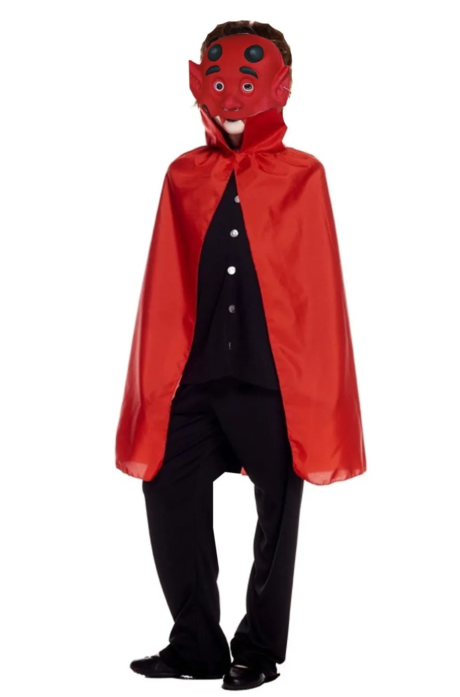 Set Halloween bambino offerta maschera diavolo e mantello 70 cm