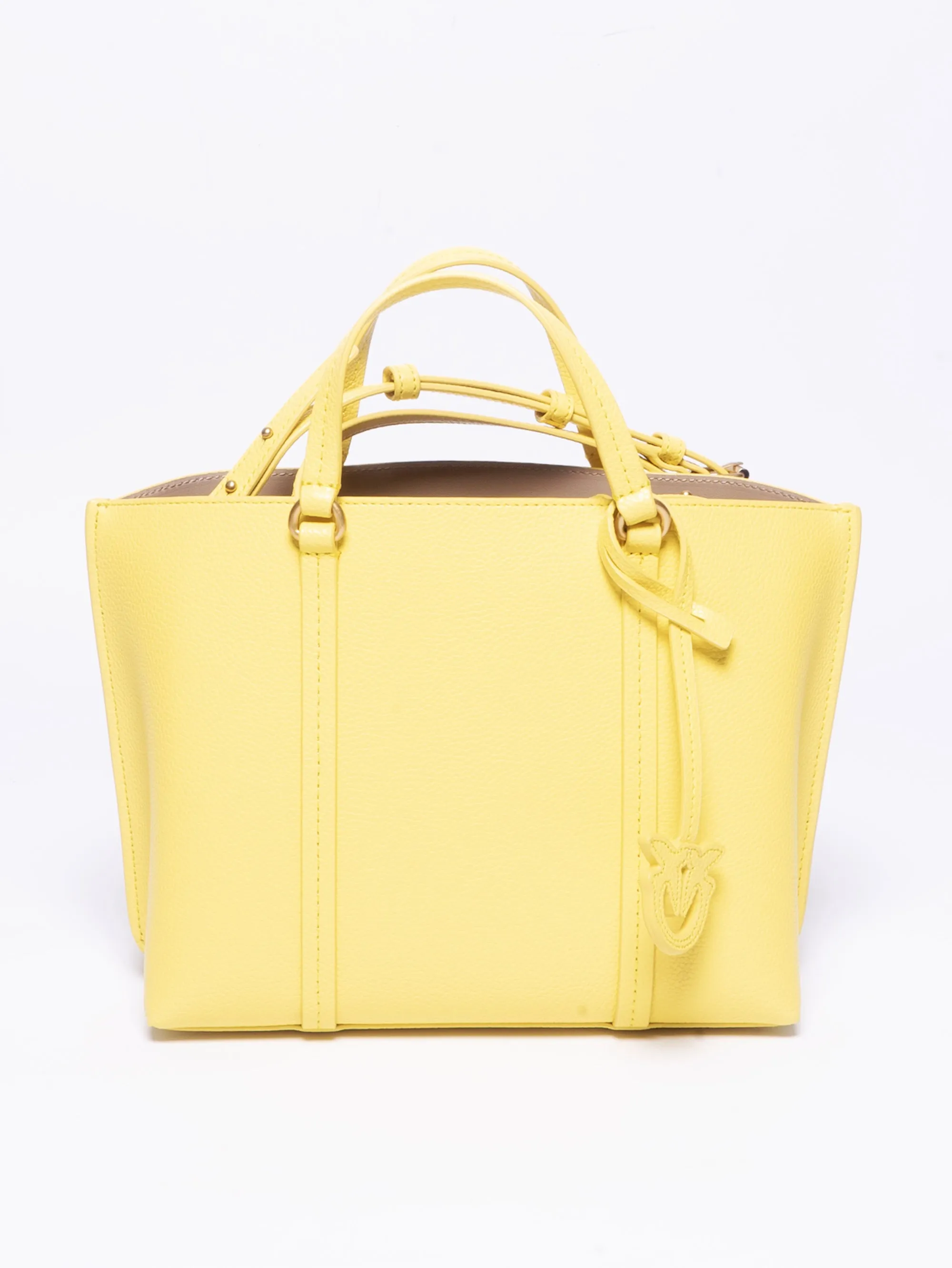 Shopper in Pelle Bottalata Accoppiata Giallo