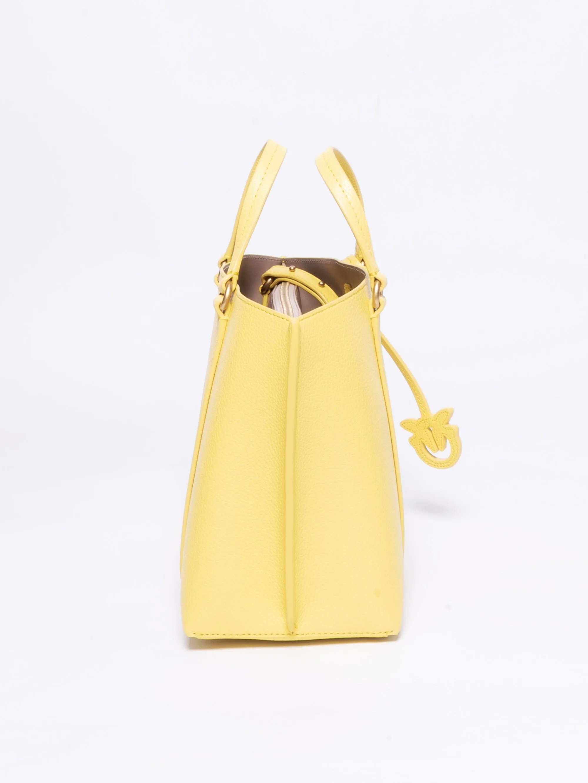 Shopper in Pelle Bottalata Accoppiata Giallo