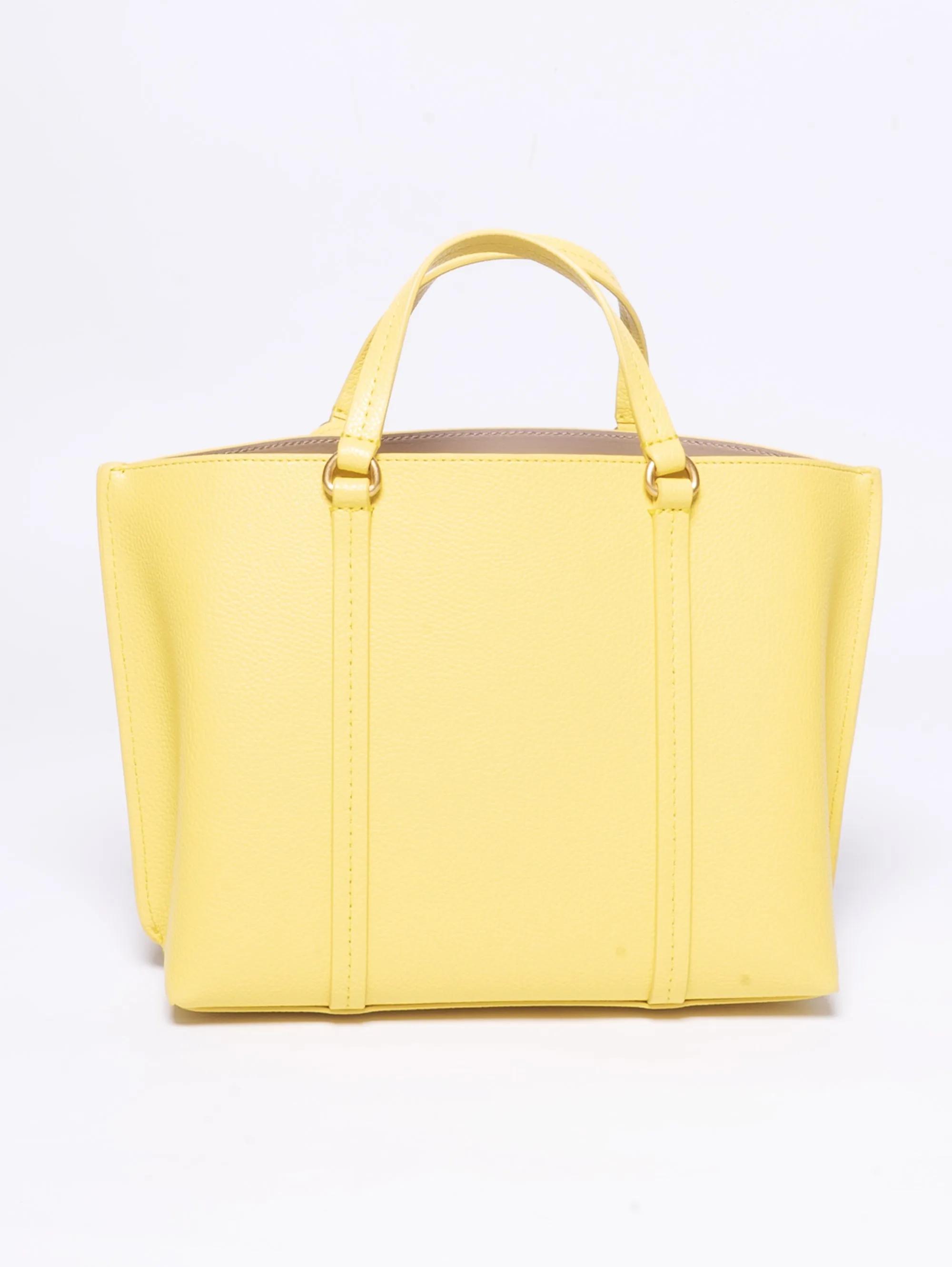 Shopper in Pelle Bottalata Accoppiata Giallo