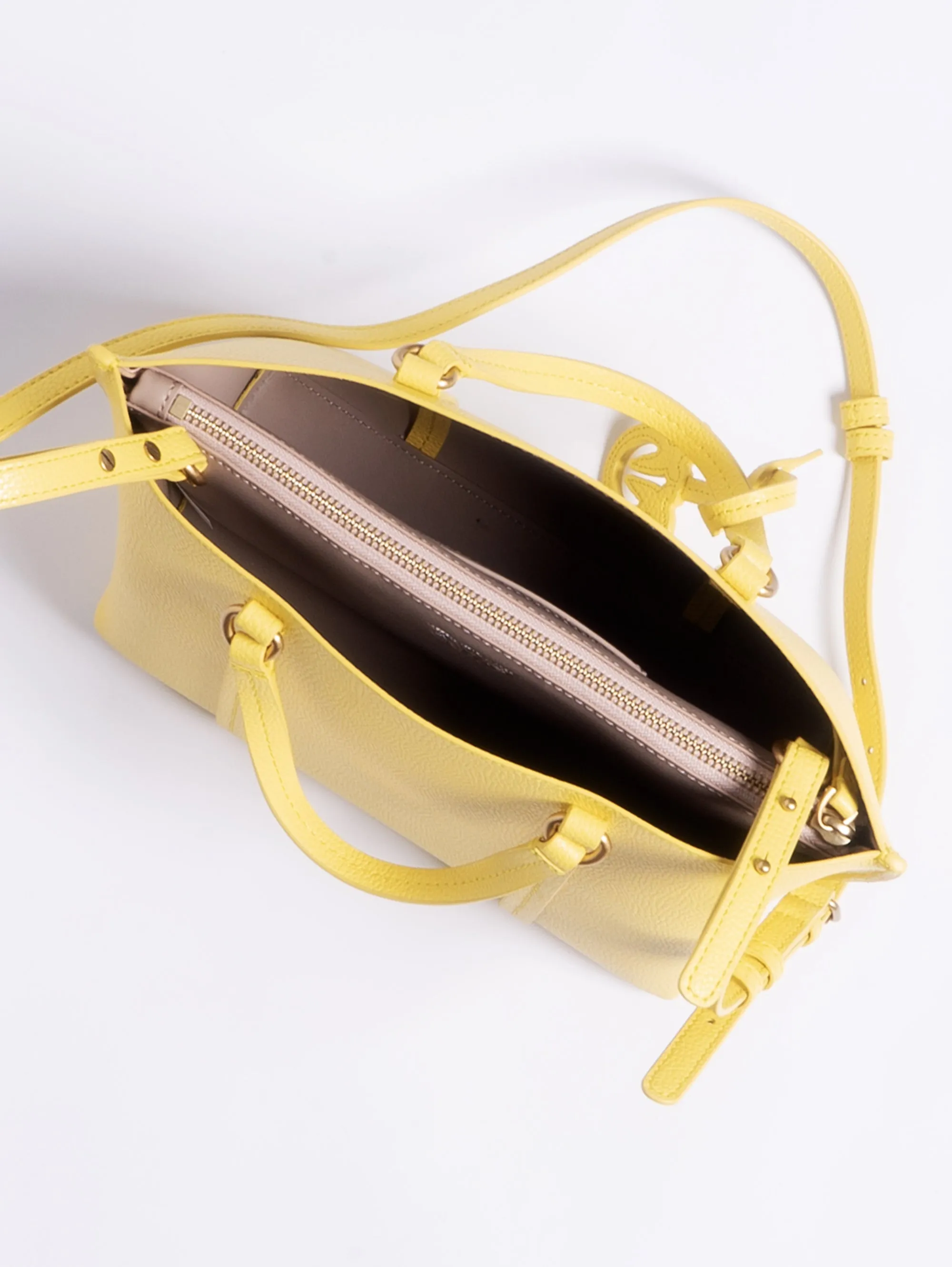 Shopper in Pelle Bottalata Accoppiata Giallo