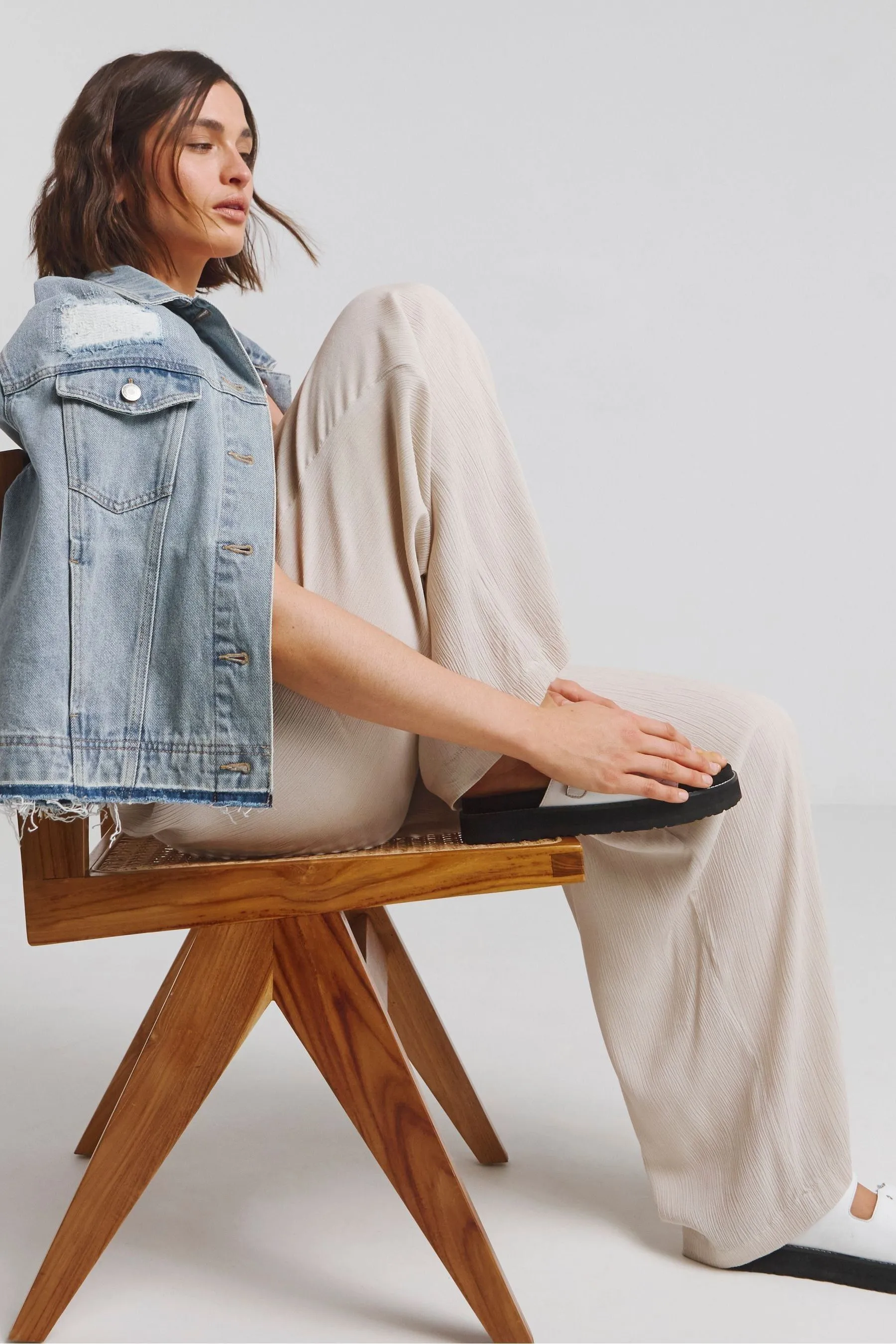 Simply Be - Pantaloni ampia stropicciata allacciata in vita    